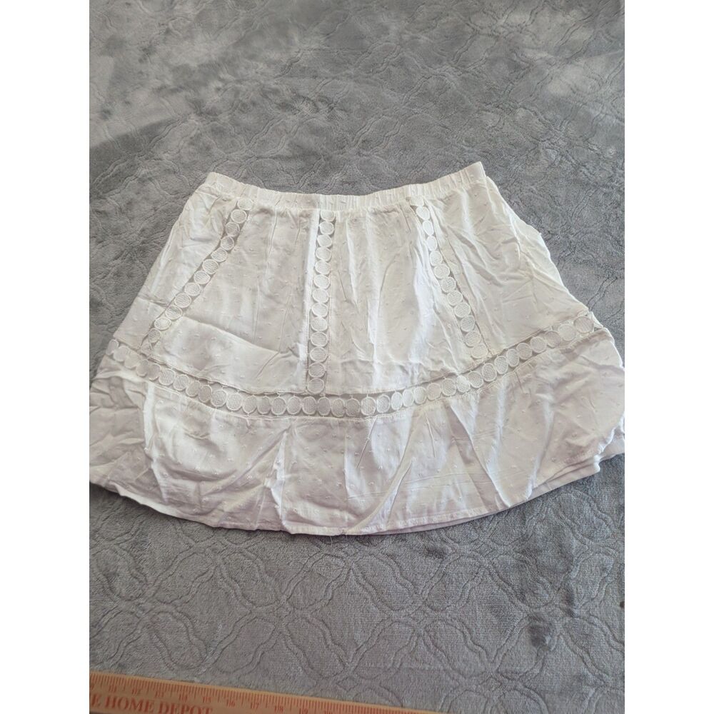 Rue21 White Swiss Dot Lace Trim Tiered Mini Skirt Women’s XL Cottagecore